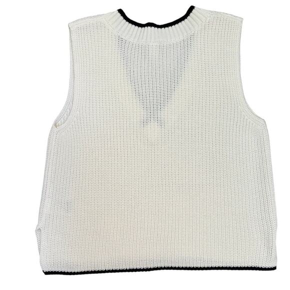 H&M Divided Women's Grandpa Sweater Vest Cream Black Size XL - Picture 3 of 6